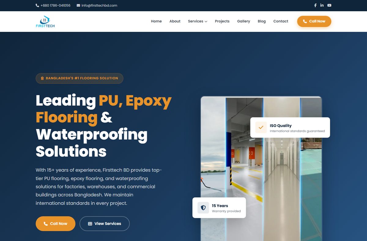 Homepage of the Firsttech BD website